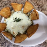Spinach and cheese dip with pita chips