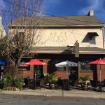 Exterior of Nick's Pizza Restaurant with outdoor seating